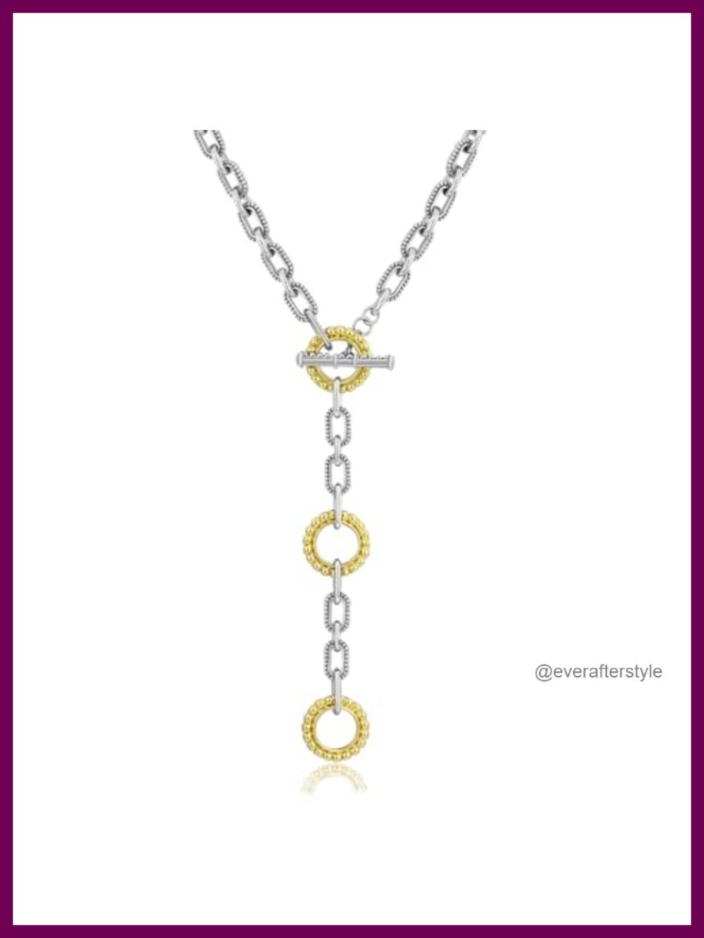 Two Tone Twisted Link Chain Necklace Adjustable 18K Gold Plated & Plated Silver